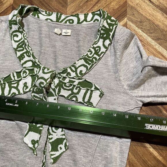 Anthropologie Moth Sweater‎ Cardigan Heather Gray Green Bow Wool Blend Sz S - Picture 3 of 7